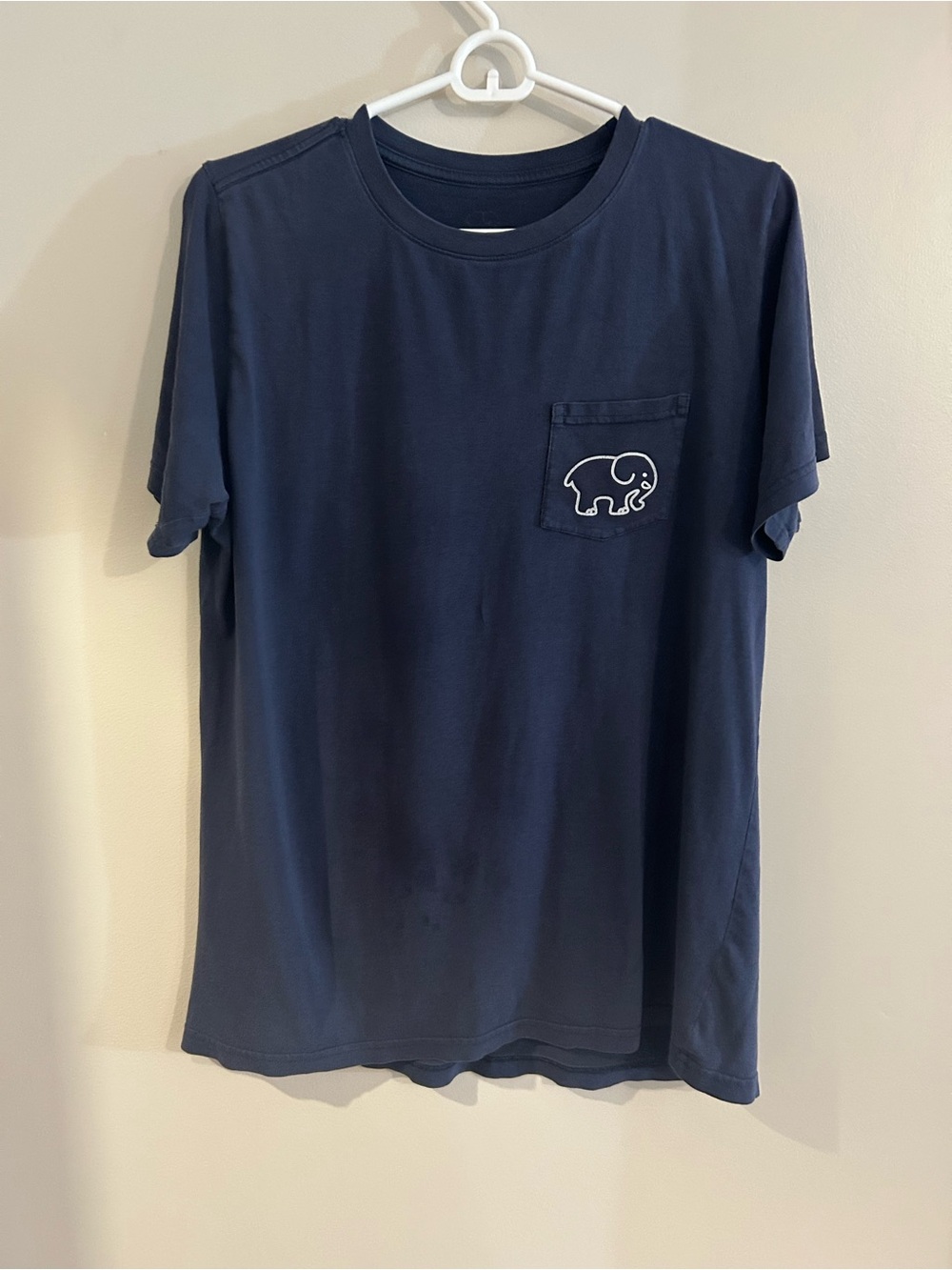 ivory ella Navy Short Sleeve Pocket Tee with Elephant